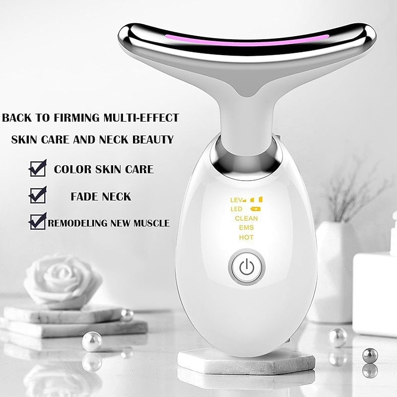 EMS Thermal Neck Lifting And Tighten Massager Electric Microcurrent Smooth Wrinkle Tool LED Photon Face Beauty Device Perfect Birthday Gift For Mother Girls Women2