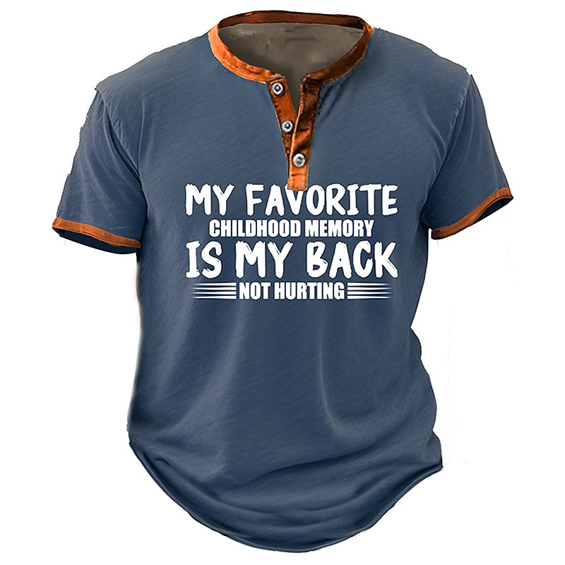 Men's Graphic Letter T shirt Henley Shirt Short Sleeve 3D Print Fashion Retro Vintage Classic Sports Outdoor Holiday Going out Spring & Summer Black Khaki Army Green Dark Blue Henley Henley T-Shirt2