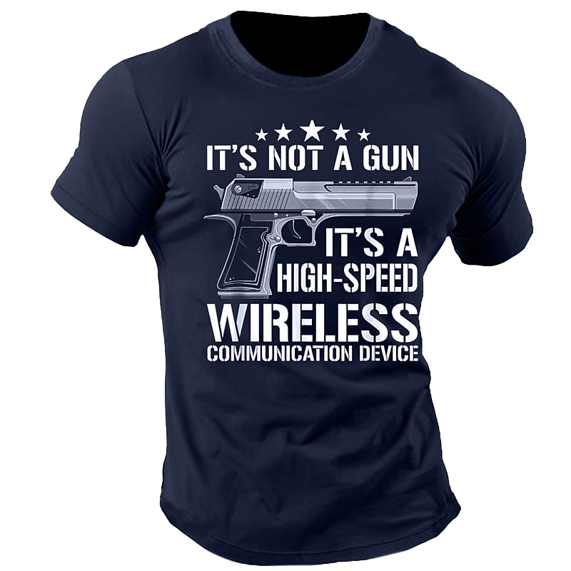 Men's T-Shirt, Graphic Short Sleeve Funny 'It's Not A Gun High-Speed Wireless Communication Device' Pun Tee4