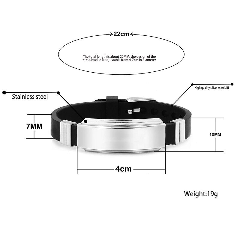 Black Silicone Bracelet Sugar Disease Bracelet Minimalist Stainless Steel Star Of Life Medical Logo Silicone Sports Bracelet  for Super Bolw2