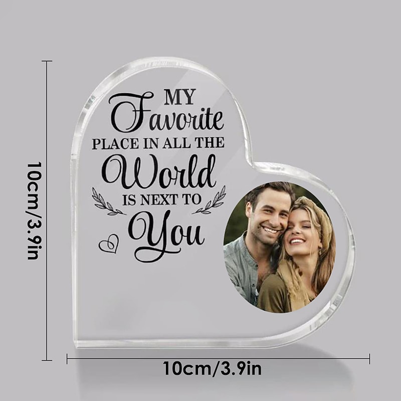 Personalized Photo Acrylic Heart Plaque - Custom Wedding Gift for Couple Plaque Decoration Wedding Gift Mother's Day Anniversary Gift - Gift For Him Gift For Her My Favorite Place Couple4
