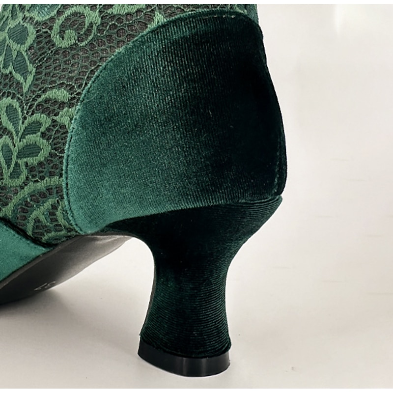 Women's Victorian Green Lace Ankle Boots with Ribbon Ties - Perfect for Vintage Themed Events and Costume Parties3