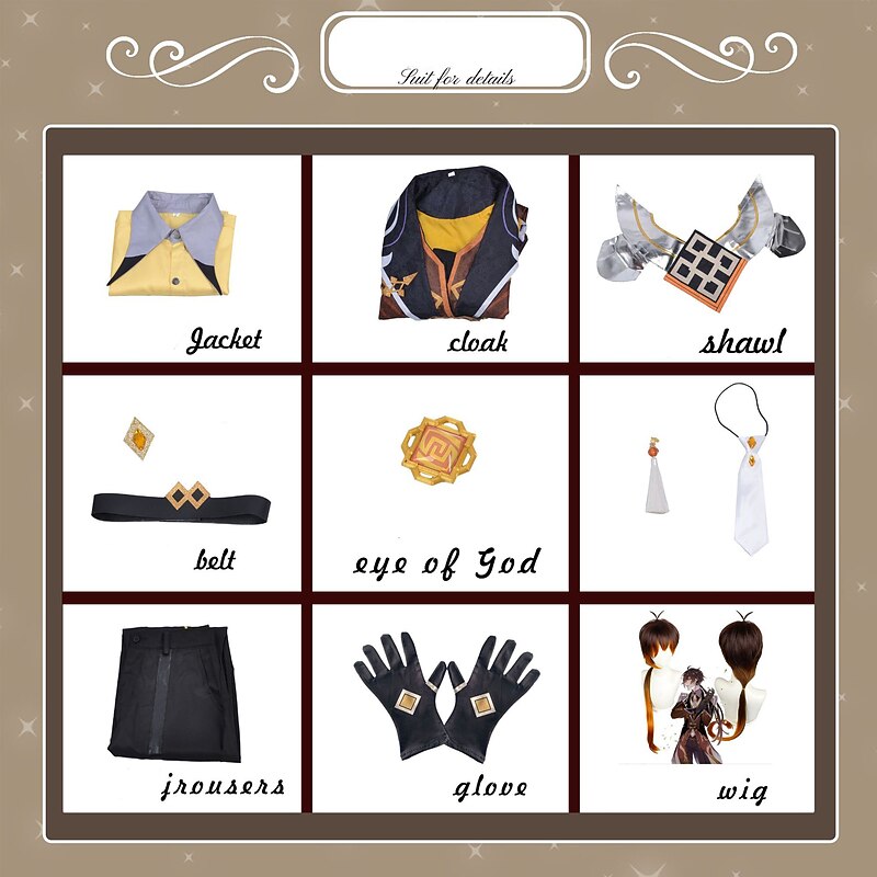 Genshin Impact Zhongli Anime Cosplay Costume Cosplay Suits Halloween Masquerade Wig Costume For Men's Teen Adults'2