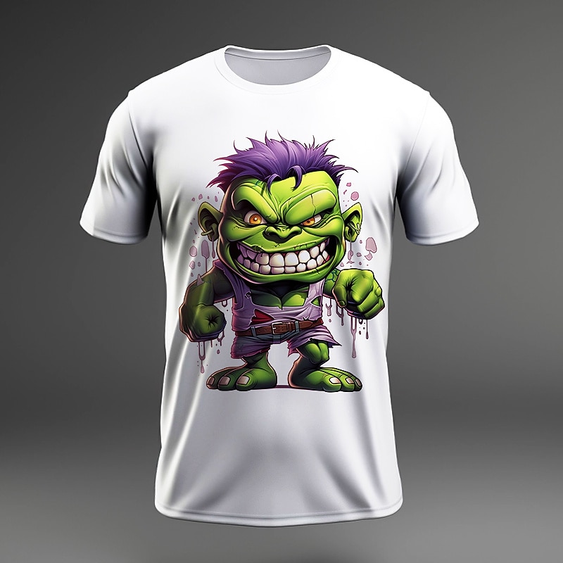 Men's Graphic Cartoon T Shirt Short Sleeve T shirt 3D Print Crew Neck Shirt Daily Designer Retro Vintage Sports Outdoor Holiday Going out Black White Yellow Spring & Summer Clothing Apparel S M L XL