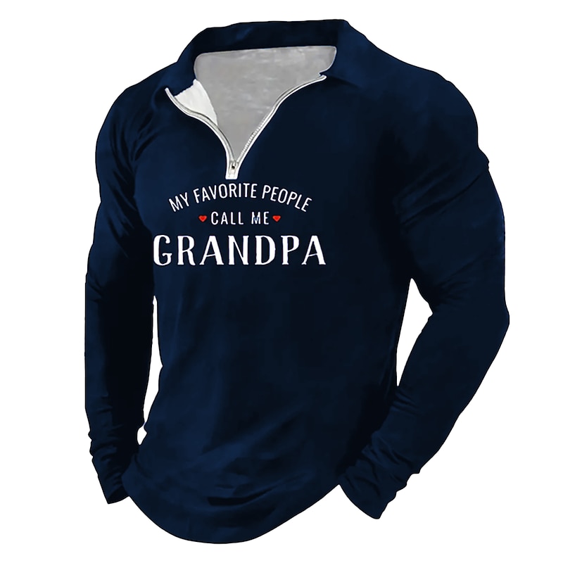 Grandpa Men's Long Sleeve Quarter-Zip Shirt - 'My Favorite People Call Me Grandpa' Family Gift4