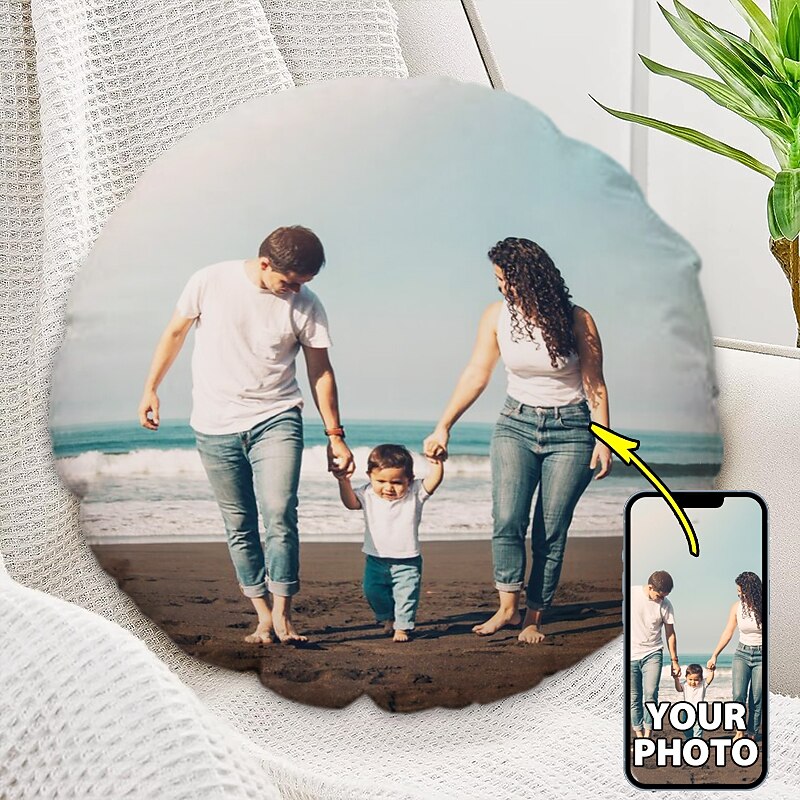 1pc Custom Round Pillow Cover Add your Image Personalized Photo Design Picture Fashion Casual Pillowcase Cushion Cover2