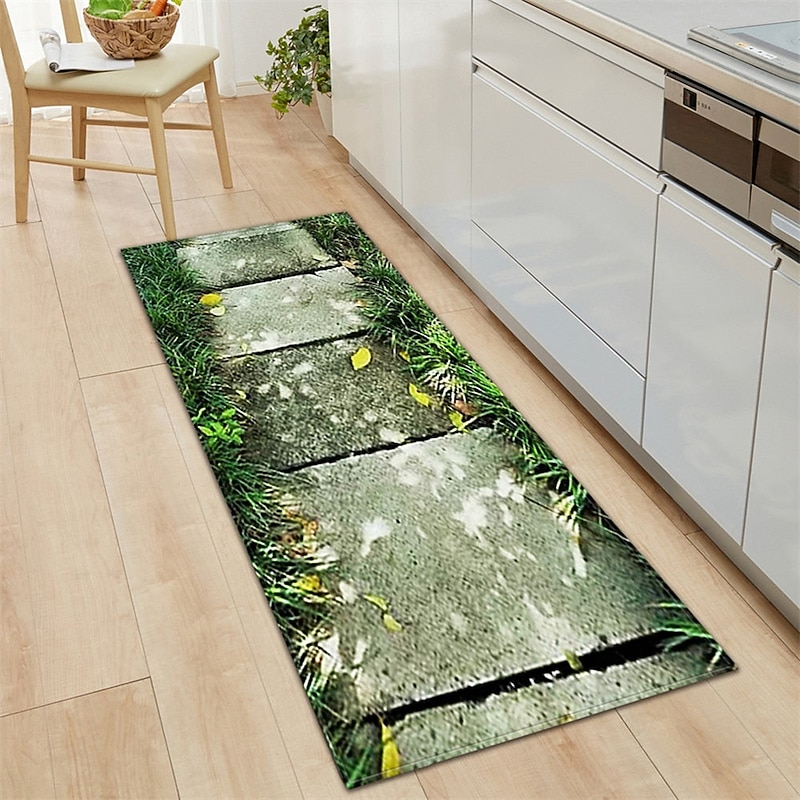 Plant Floral Area Rug Kitchen Mat Non-Slip Oil Proof Floor Mat Livingroom Rug Indoor Outdoor Mat Bedroom Decor Bathroom Mat Entrance Rug Door Mat