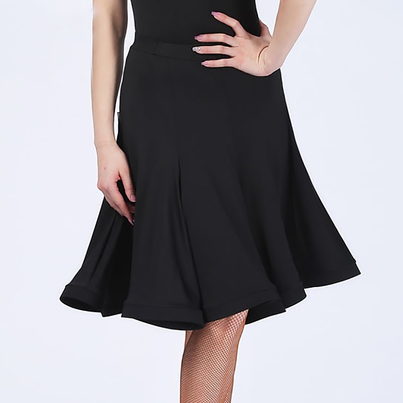 Latin Dance Skirts Pure Color Splicing Women's Performance Training High Polyester2