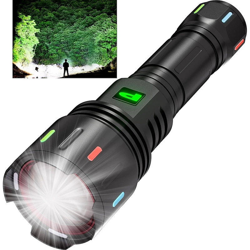 LED Rechargeable Flashlights High Lumen Super Bright Tactical Flashlight, Zoomable High Powered Capacity Handheld Flashlights for Emergency Camping Hiking Gift2