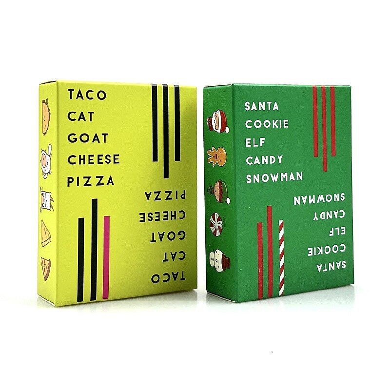 English Taco Cat Goat Cheese Pizza Board Game Cards Santa Cookie Elf Candy4