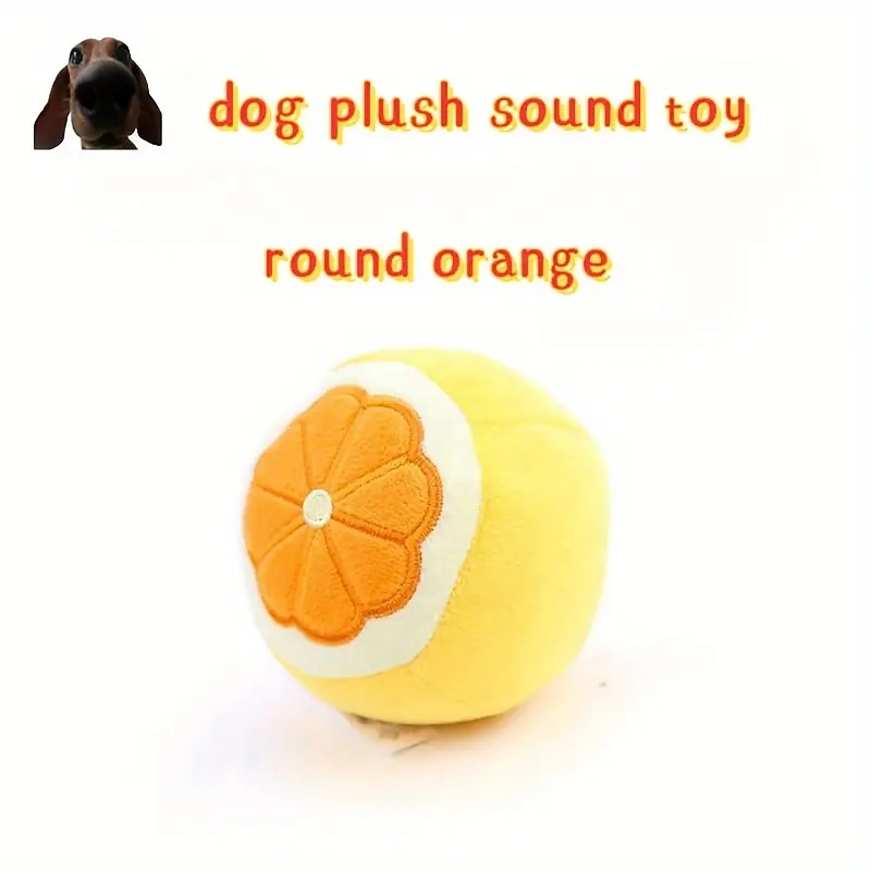 1pc Orange Design Pet Grinding Teeth Squeaky Plush Toy Durable Chew Toy For Dog Interactive Supply3