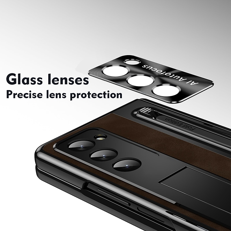 Phone Case For Samsung Galaxy Z Fold 7 Z Fold 6 Z Fold 5 Z Fold 4 Back Cover with Screen Protector Full Body Protective Camera Lens Protector Retro Armor PC PU Leather3