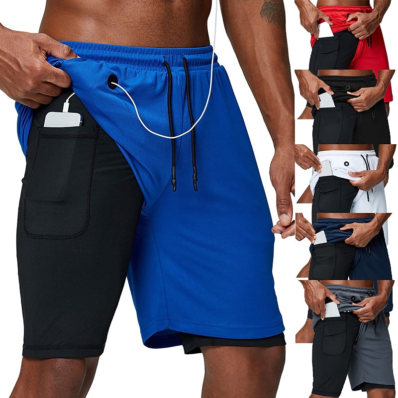 Men's Shorts Sunday Shorts Sports Going out Weekend Running Casual Drawstring Elastic Waist Plain Knee Length Gymnatics Activewear Black White Micro-elastic - Main Image