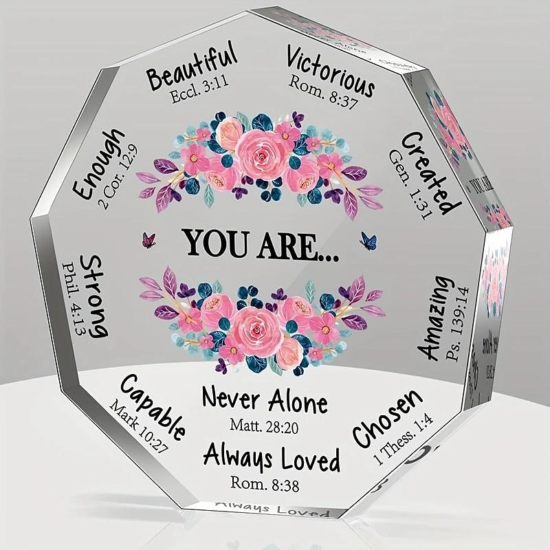 Gifts for Women (4*4Inch), Birthday Gifts Inspiration Religious Gifts Spiritual Gifts Catholic Gifts For Women Her Mom Friends Female Coworker Sister (Acrylic)