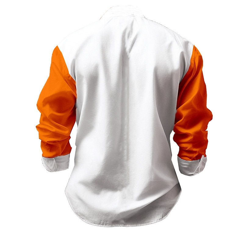 Men's Floral Shirt Button Up Shirt Long Sleeve Casual Daily Wear Going out Weekend Spring & Summer Standing Collar Print Button-Down Burgundy Blue Orange4