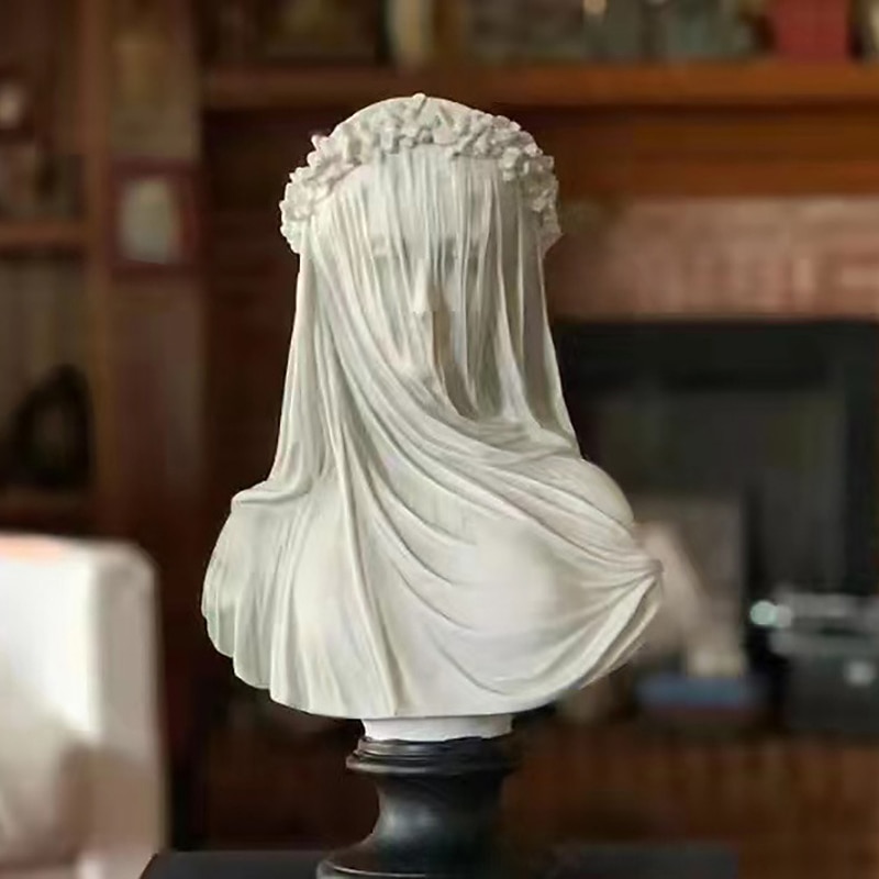 Lady Statue, Veiled Lady Bust Greek Goddess Statue Abstract Victorian Veiled Maiden Statue Statue Home Decor Aesthetic for Home Art Collection Ornament2