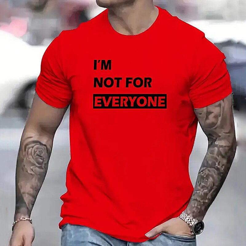 Men's Letter T Shirt Tee Top Cotton Short Sleeve Graphic Shirt Black White Red Comfortable Tee Sports Outdoor Holiday Fashion Designer Clothing