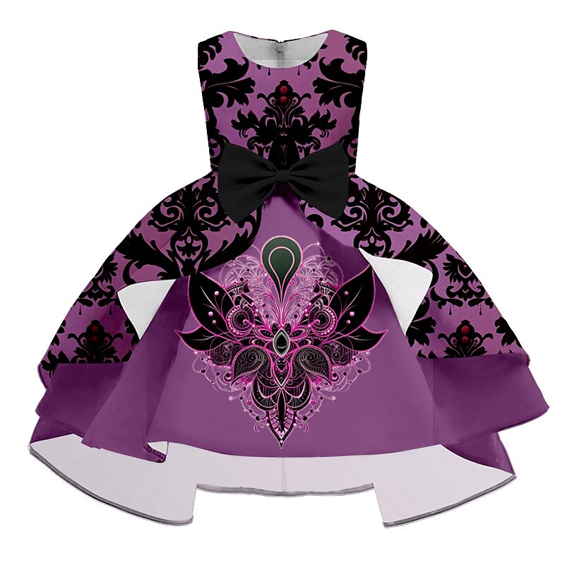 Girls' 3D Floral Party Dress Sleeveless 3D Print Summer Spring Fall Vacation Party Special Occasion Elegant Princess Beautiful Kids 3-12 Years Party Dress Swing Dress A Line Dress Above Knee Regular4