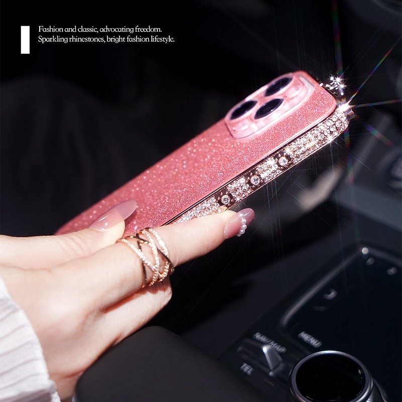 Phone Case For iPhone 15 14 Pro Max Plus 13 12 11 Pro Max Back Cover Camera Lens Protector Bling Glitter Shiny Shockproof Acrylic2