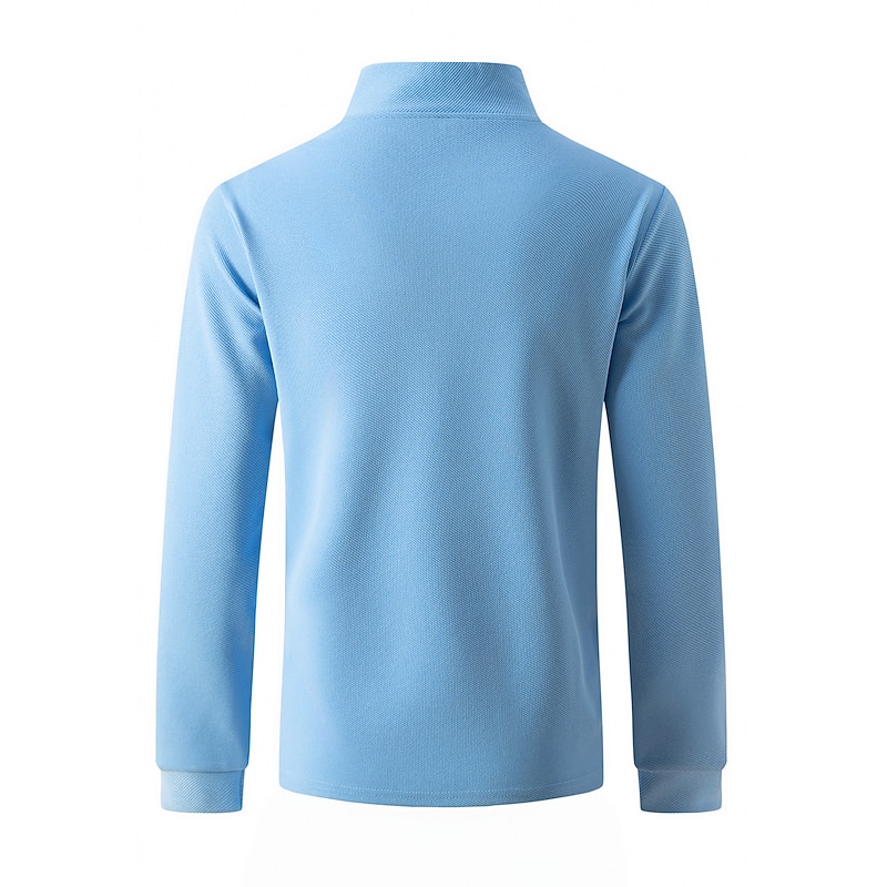 Men's Polo Shirt High Neck Outdoor Casual Lapel Quarter Zip Long Sleeve Fashion Basic Waves Solid / Plain Color Quarter Zip Spring &  Fall Regular Fit Black White Dark Navy Blue Polo Shirt3