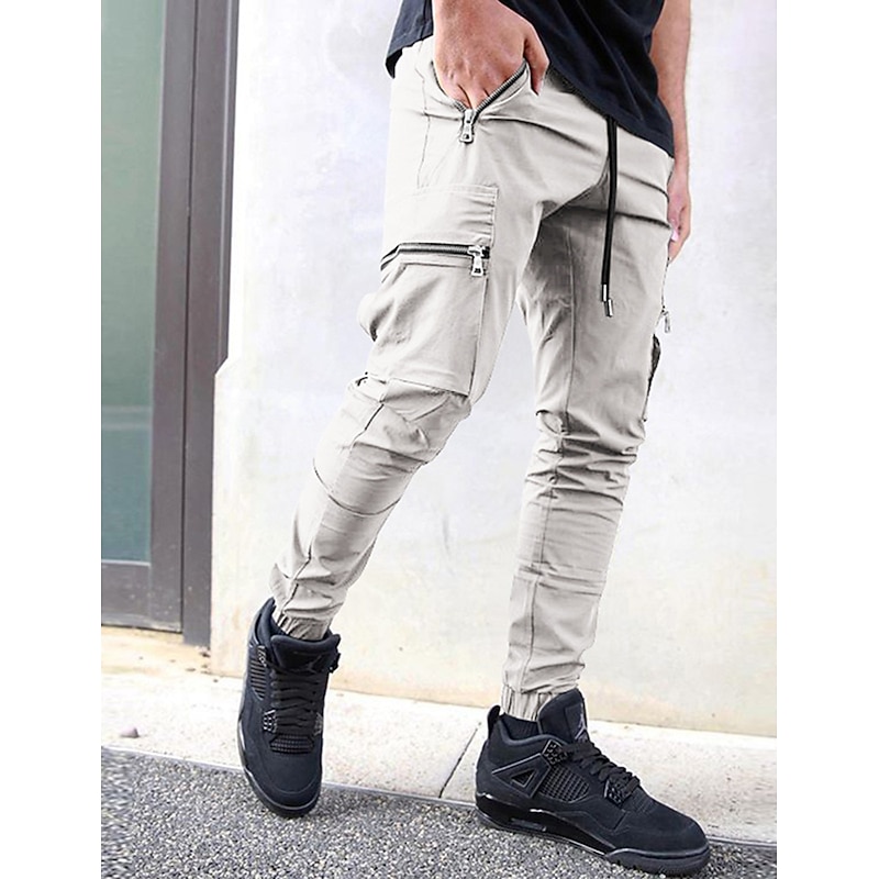 Men's Trousers Track Pants Jogging Pants Outdoor Athleisure Daily Sports Soft Comfortable Pocket Drawstring Elastic Waist Plain Full Length Fashion Casual Activewear Black Light Grey Micro-elastic4