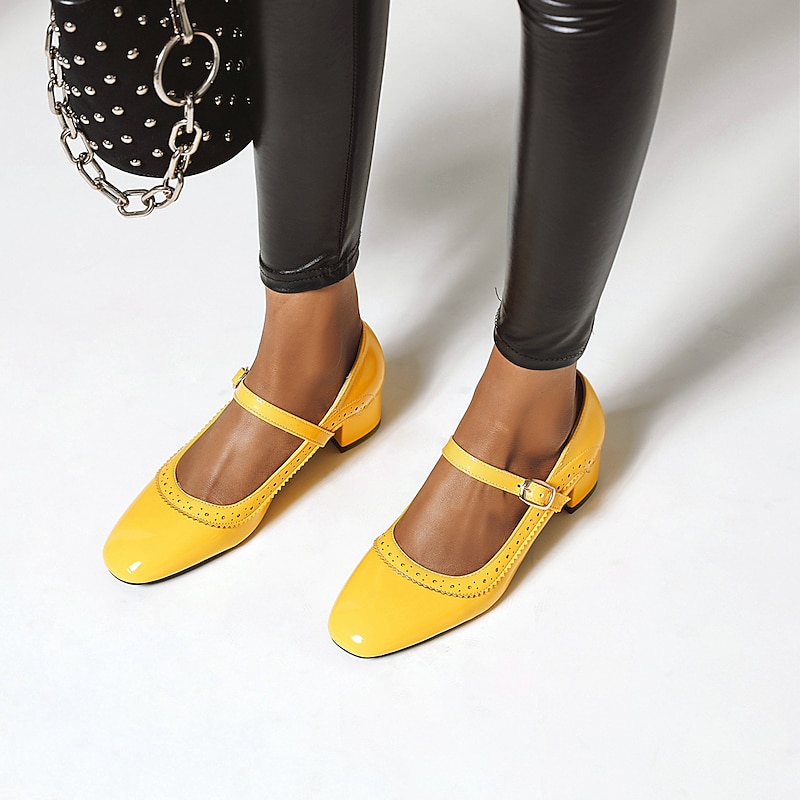 Retro Vintage 1950s Roaring 20s Shoes Mary Jane Shoes Chunky Heels Buckle Solid Color Fancy Dress Women's Casual Daily Bachelorette Party Adults' Shoes Spring Fall3