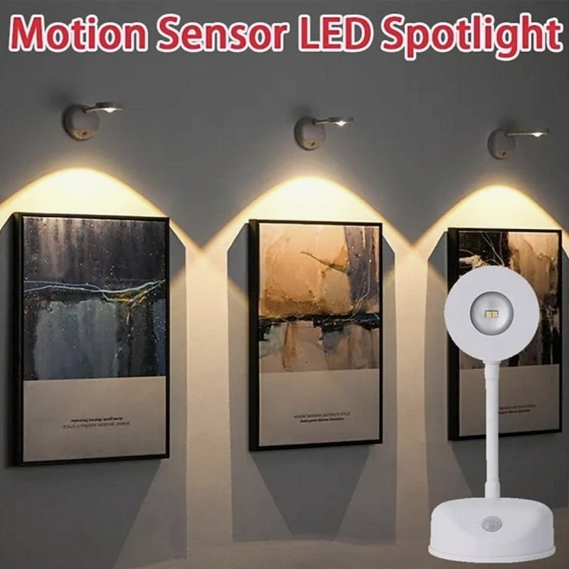 Rechargeable Motion Sensor LED Wall Light, Wireless Battery Powered Induction Lamp Wall Mounted Picture Light for Galleries, Stairs, Hallways, and Bedroom Decor3