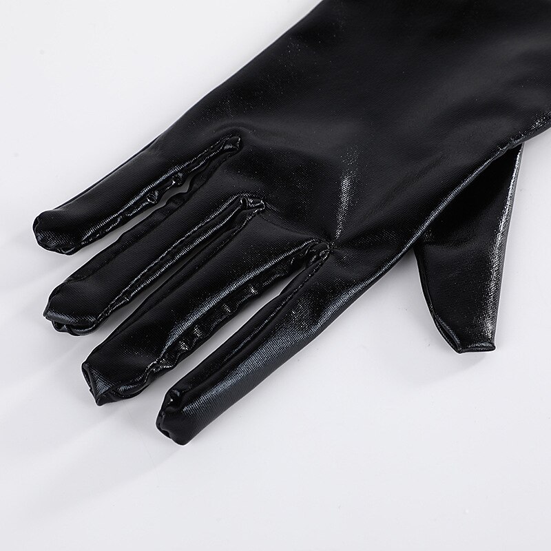 Sexy Patent Leather Gloves Cosplay Tight And Elongated Gloves With Glossy Leather Coating Ds Steel Pipe Dance Performance Gloves3