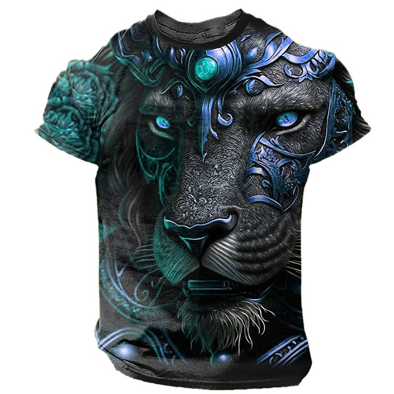 Men's Graphic Animal Tiger T Shirt Short Sleeve T shirt 3D Print Crew Neck Shirt Daily Designer Retro Vintage Sports Outdoor Holiday Going out Blue Red Purple Spring & Summer Clothing Apparel S M L