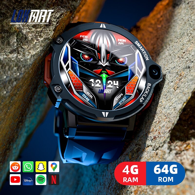 LOKMAT APPLLP 6 PRO Smart Watch 1.53 inch 4G LTE Cellular Smartwatch Phone 3G 4G 2G Pedometer Call Reminder Sleep Tracker Compatible with Android iOS Women Men GPS Hands-Free Calls Media Control IP65