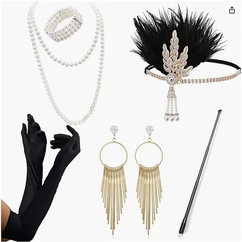 Head Jewelry Necklace Earrings Outfits Flapper Headband Retro Vintage 1920s Alloy For The Great Gatsby Cosplay Carnival Women's Costume Jewelry Fashion Jewelry3