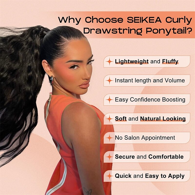 Highlight Drawstring Ponytail Extension PT005 Isabella 26 Long Bohemia Curly Pony Tail Multi Layered Light Soft Clip in Hair Extensions Ponytail Natural Dark Blonde White Blonde Highlight4