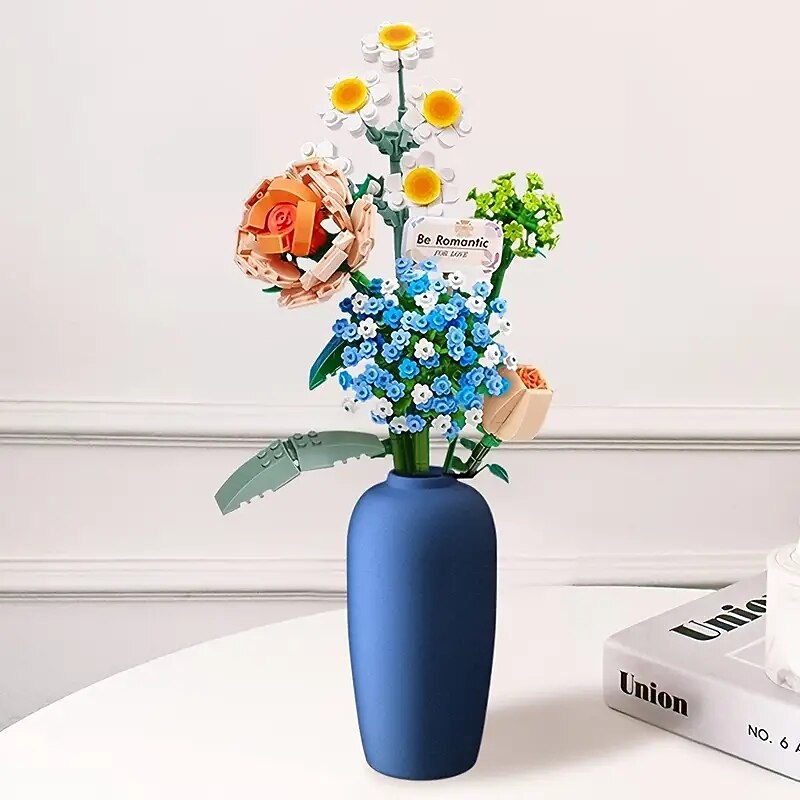Women's Day Gifts 680 Pcs Mini Bricks Flower Bouquet Building Sets Creative DIY Cute Mini Particle Flower Block Building Romantic Gift For Girls Gift For Boys And Girls Mother's Day Gifts for MoM4