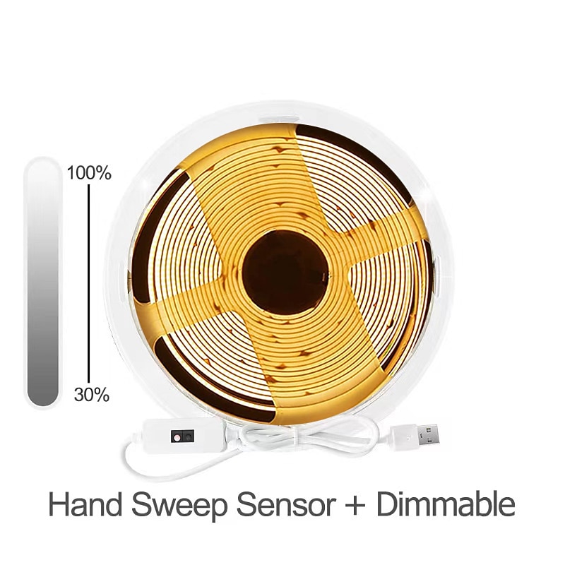 Adjustable Brightness Hand Wave Activation USB COB LED Light Strip 1-2.5m AA Battery Box Manual Scan Sensor LED Tape Light Lighting Suitable for Bedroom Backlit Kitchen Bedroom Mirror Wardrobe Display4