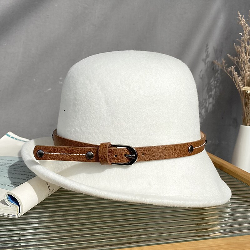 Hats Headwear Polyester Bowler / Cloche Hat Bucket Hat Fedora Hat Casual Holiday Elegant Vintage With Pure Color Splicing Headpiece Headwear