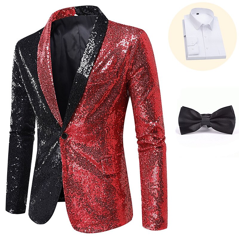 Retro Vintage Disco 1980s Suits & Blazers Disco Sequins Fancy Dress Men's Carnival Costume Masquerade Party / Evening Pride Parade Pride Month Adults' Coat Shirt Tie