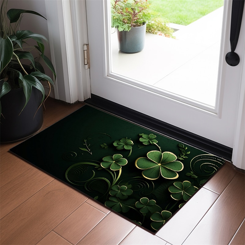 Saint Patrick's Day Doormat Floor Mats Washable Rugs Kitchen Mat Non-Slip Oil Proof Rug Lucky Clover Indoor Outdoor Mat Bedroom Decor Bathroom Mat Entrance Rug4