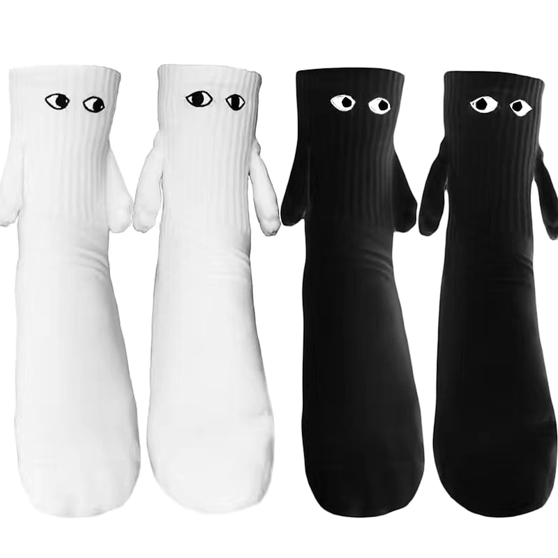 Funny Three-dimensional Holding Hands Socks Suction Iron Stone Mid Tube Socks Pile Up Socks Cute Eyes Holding Feet Socks Funny Day Valentine's Day2