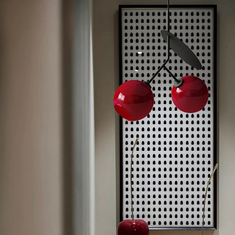 Pendant Lamp Postmodern Double-headed Creative Cherry Design Chandelier, Personalized Glass + Metal Pendant Lights for Children's Room, Bedroom, Living Room, Dining Room, Hotel Club Restaurant