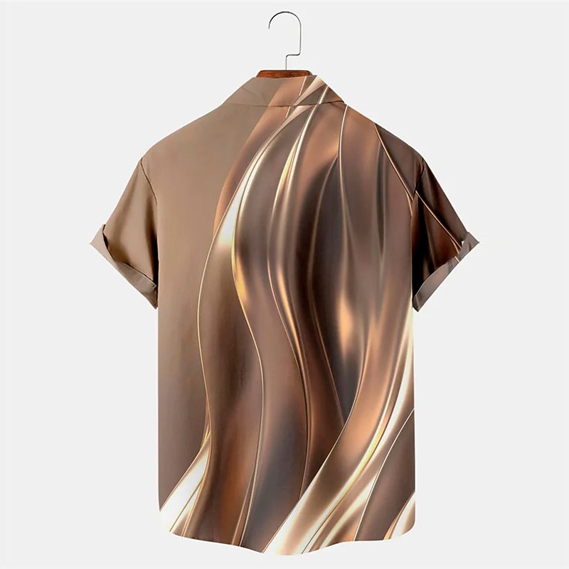 Men's Palm Tree Shirt Summer Hawaiian Shirt Aloha Shirt Short Sleeves Shirt Turndown Hawaiian Casual Daily Wear Going out Weekend Blue Brown S M L2