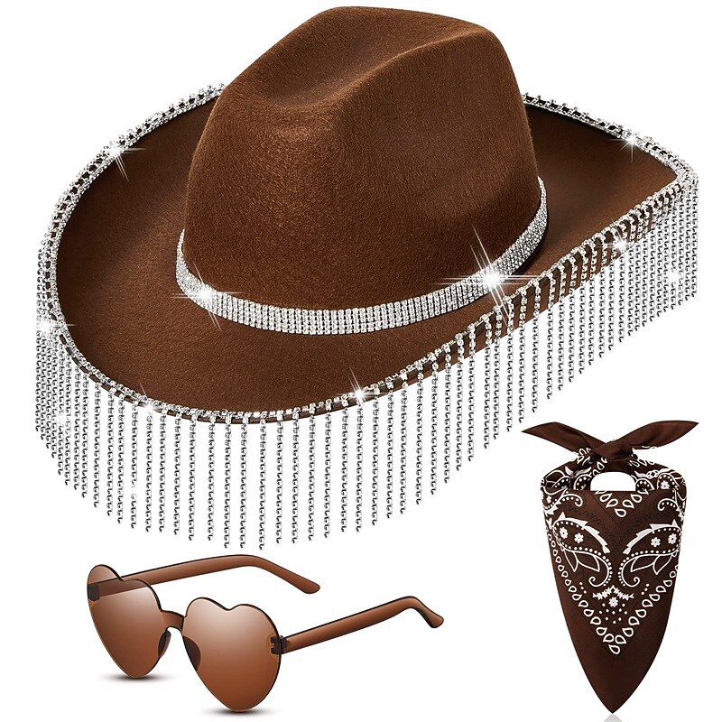 Rhinestone Cowgirl Hat Glitter Cowboy Hat Sparkly Cowboy Hat Men Women Cosplay Party Costume2