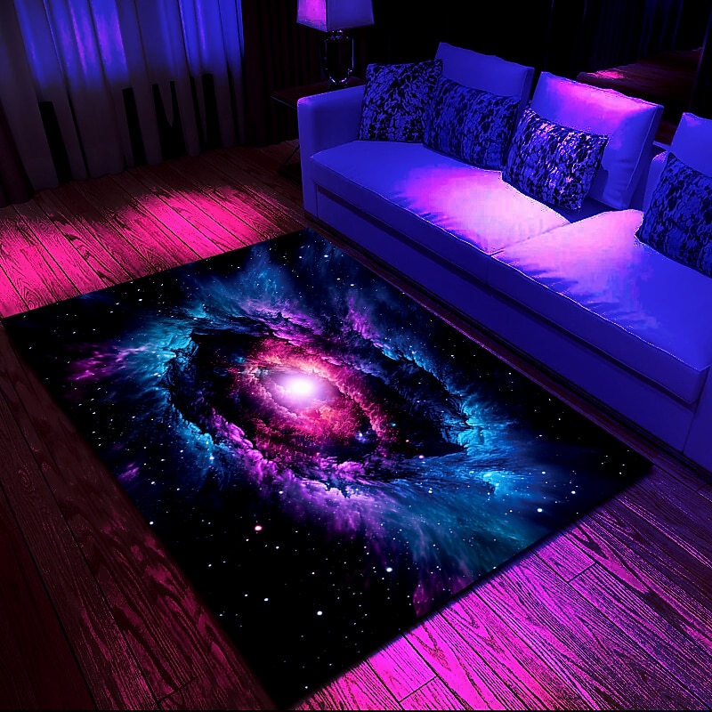 Blacklight Rug UV Reactive Glow in the Dark Area Rug Kitchen Mat Non-Slip Oil Proof Trippy Universe Floor Mat Livingroom Rug Indoor Outdoor Mat Bedroom Decor Bathroom Mat Entrance Rug Door Mat2