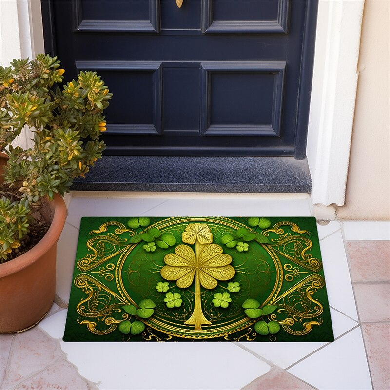 Saint Patrick's Day Doormat Floor Mats Washable Rugs Kitchen Mat Non-Slip Oil Proof Rug Lucky Clover Indoor Outdoor Mat Bedroom Decor Bathroom Mat Entrance Rug2