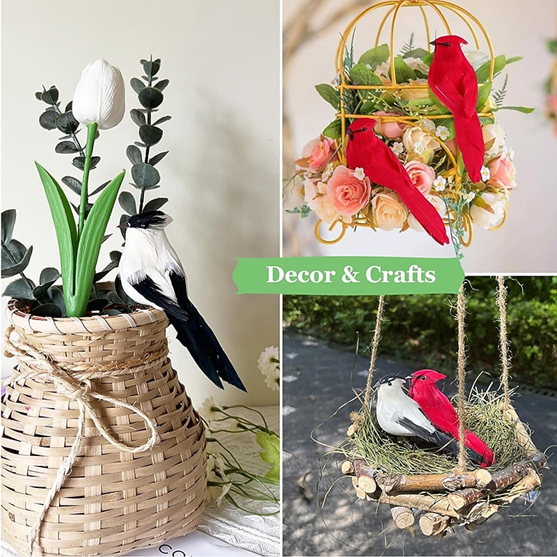 2Pcs Artificial Red Cardinal Birds with Clip Simulated Christmas Feathered Birds Foam Bird Adornment for Tree Ornament Birds Crafts Tree Home Outdoor Decorations4