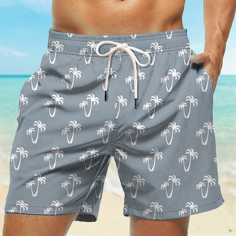 Men's Coconut Tree Swimming Trunks Board Shorts Swim Shorts Mid Waist Hawaiian Casual Holiday Beach Drawstring with Mesh lining Elastic Waist Designer Clothing Apparel2