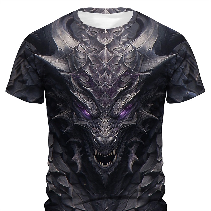 Men's Graphic Dragon T Shirt Short Sleeve T shirt 3D Print Crew Neck Shirt Daily Designer Retro Vintage Sports Outdoor Holiday Going out Yellow Blue Purple Spring & Summer Clothing Apparel S M L XL
