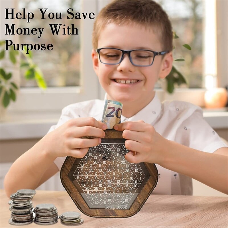 Creative Wooden Piggy Bank With Digital Scale Children's And Adult Piggy Bank Ornament