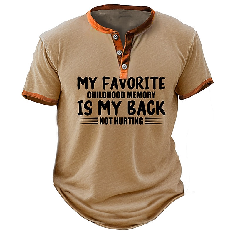 Men's Graphic Letter T shirt Henley Shirt Short Sleeve 3D Print Fashion Retro Vintage Classic Sports Outdoor Holiday Going out Spring & Summer Black Khaki Army Green Dark Blue Henley Henley T-Shirt4