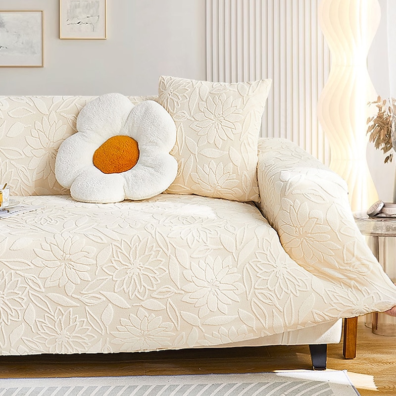 Floral Jacquard Sofa Cover Stretch Slipcovers Soft Durable Couch Cover 1 Piece Spandex Fabric Washable Furniture Protector fit Armchair Seat/Loveseat/Sofa/XL Sofa/L Shape Sofa2