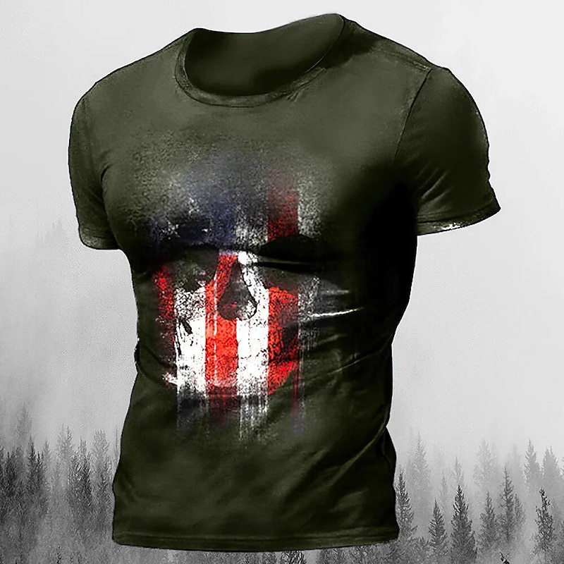 Men's Graphic Skulls T Shirt Halloween Shirt Tee Short Sleeve T shirt 3D Print Crew Neck Shirt Vintage Fashion Designer Outdoor Casual Daily Black Yellow Blue Spring & Summer Clothing Apparel S M L3